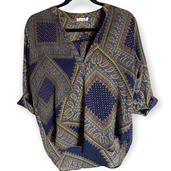 Lush (S) Paisley Printed Chiffon Blouse - Picture 1 of 4
